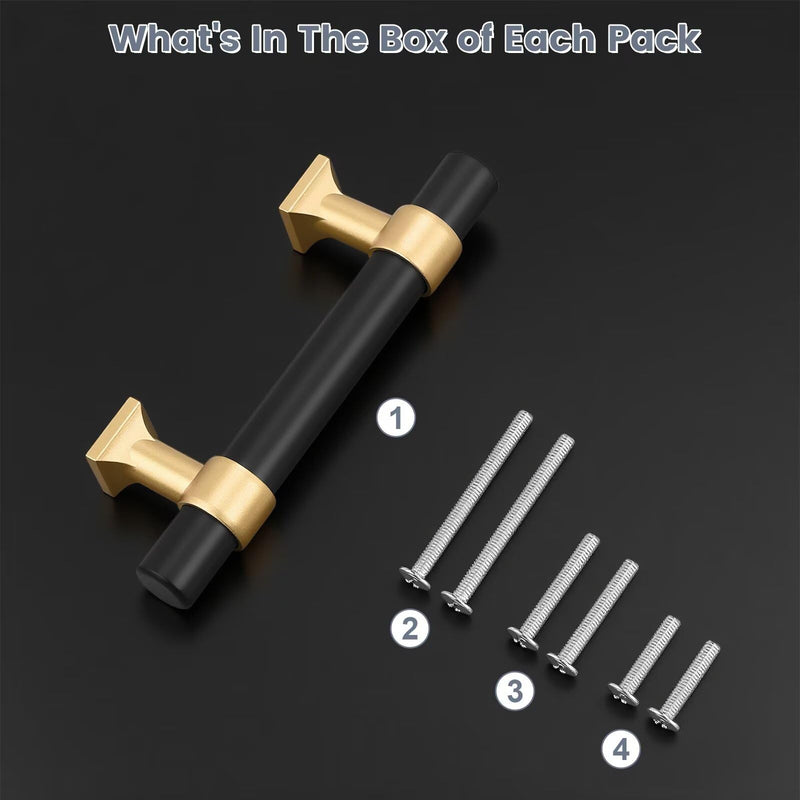 10Pack Hole Centers 2.5inch(64mm) Black Cabinet Handles with Gold Champagne Base T Shaped Kitchen Cabinet Pulls Hardware Pull Handle for Cabinets Dressers 4inch Total Length Hole Centers: 2.5inch Black with Champagne Gold Base 10