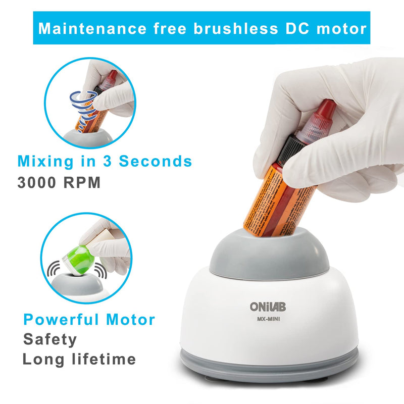 [Australia - AusPower] - ONiLAB Mini Vortex Mixer with Touch Function, Lab Mixing, Nail Polish,Eyelash Adhesives and Acrylic Paints Mixing, Lab Vortexer for Tubes,Include 120 pcs Stainless Steel Mixing Balls Round-gray 