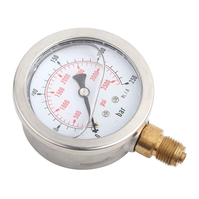 [Australia - AusPower] - Liquid-filled hydraulic pressure gauge 0-3750PSI 0-250 bar pressure gauge, 2.5 inch dial display, G1/4 thread connection 