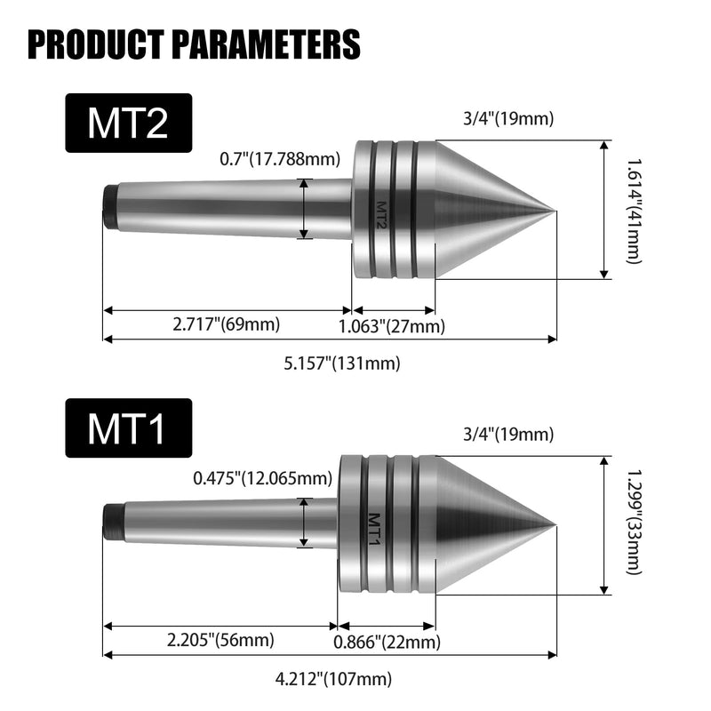 [Australia - AusPower] - MT2 Heavy Duty Live Tailstock Center - Precision Hardened Morse Taper #2 Lathe Tailstock Center for Metal Wood Turning, Milling, Drilling - CNC Compatible(MT2) MT2 