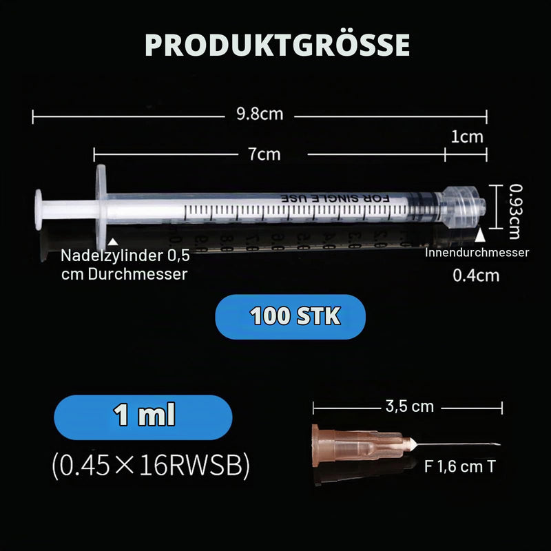 100 Pieces Syringe 1 ml, Vegena 1 ml Syringe Set Plastic Tube Syringes Disposable Syringes Small Dosing Syringe Liquid Syringe Independent Seal Packaging Disposable Syringes