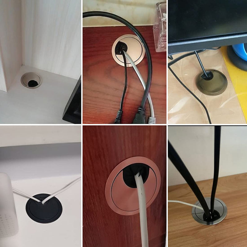 [Australia - AusPower] - 4-Piece 80mm Desk Cable Grommets, Computer Desk Metal Cable Hole, Round Cable Hole Cover for Desktop Cable Organizer(Bronze) 