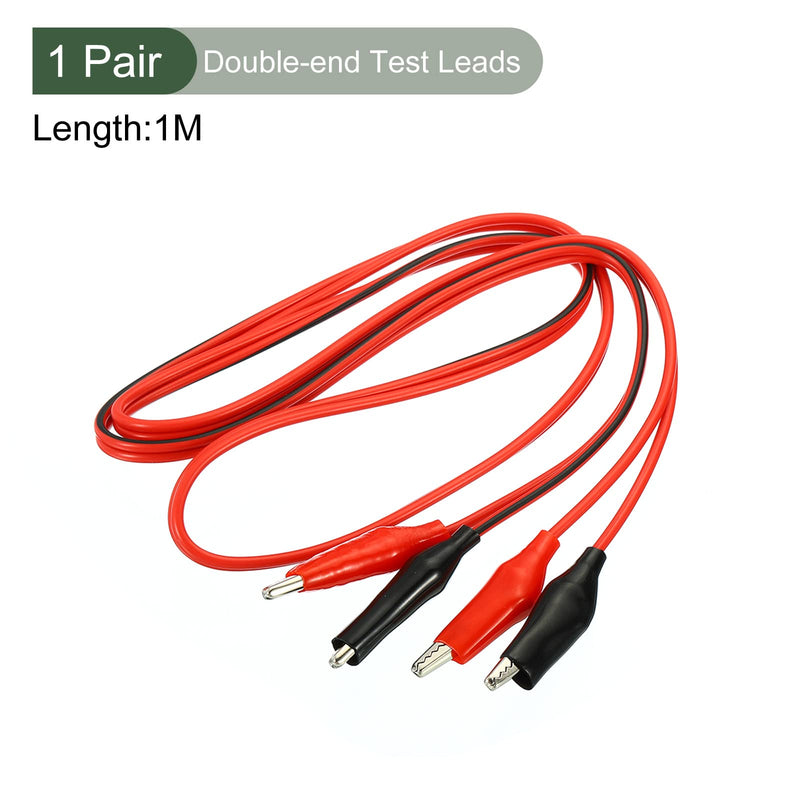[Australia - AusPower] - YOKIVE 1 Pair Test Leads, Double-end Alligator Clip Test Wire | Testing Electronic Components, Great for Electronic Test Work (Red, Black, 1M) 