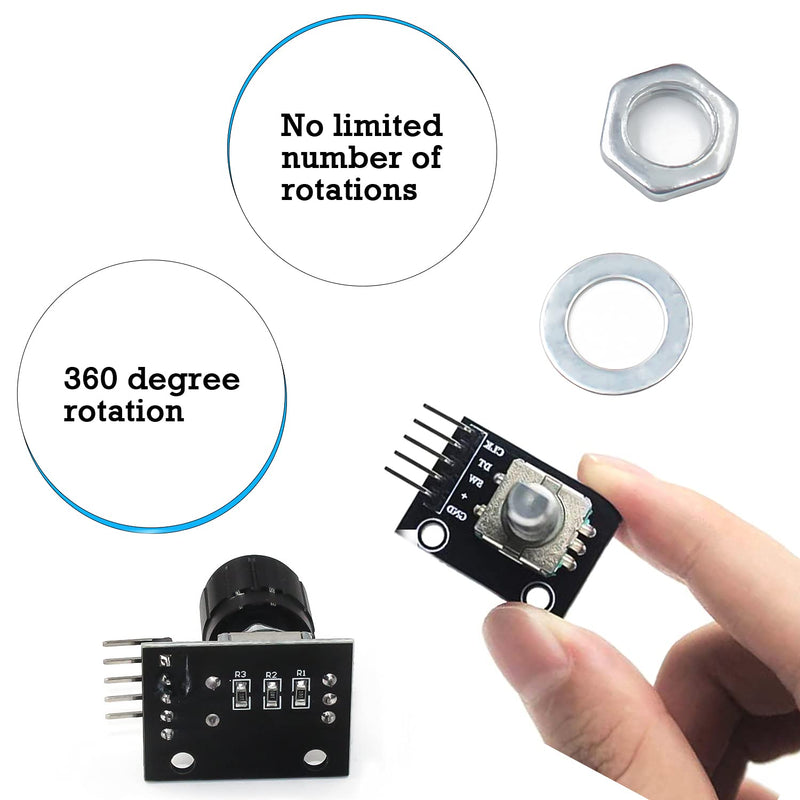 GIAK KY-040 Rotary Encoder Module Rotary Encoder, Pack of 5, 360 Degree Rotary Encoders | Rotary angle sensor with push button for automotive electronics multimedia audio