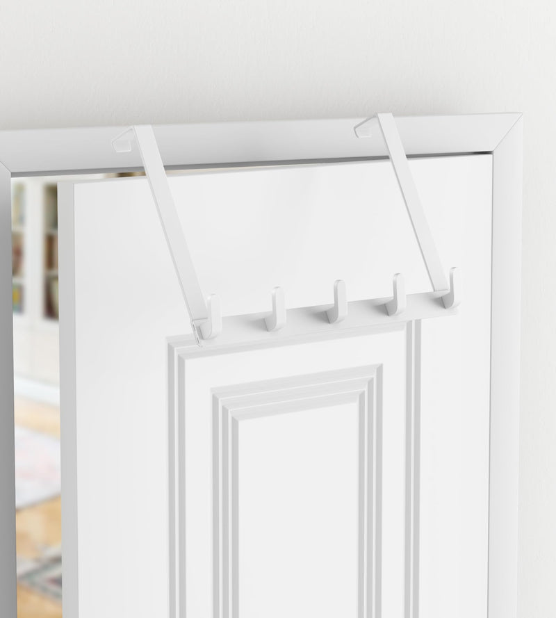 [Australia - AusPower] - Over The Door Hooks Hanger with 11inch Extended Arms for Easy Use by Women, 1 Pack, White, Bathroom Accessories and Towel Rack Organization Matte White 