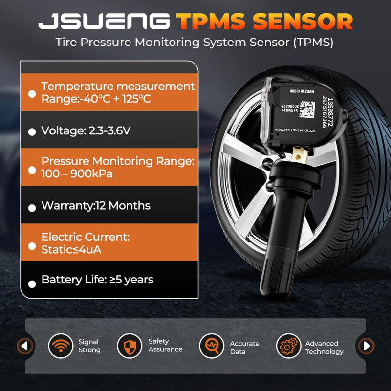 13598772 TPMS Sensor, GM Tire Pressure Monitoring System Sensor for Chevy Silverado Buick Cadillac GMC Hummer Saturn SAAB, 315mhz Replaces 13586335 13598771 13581558 Set of 4 4 pieces - 13598772