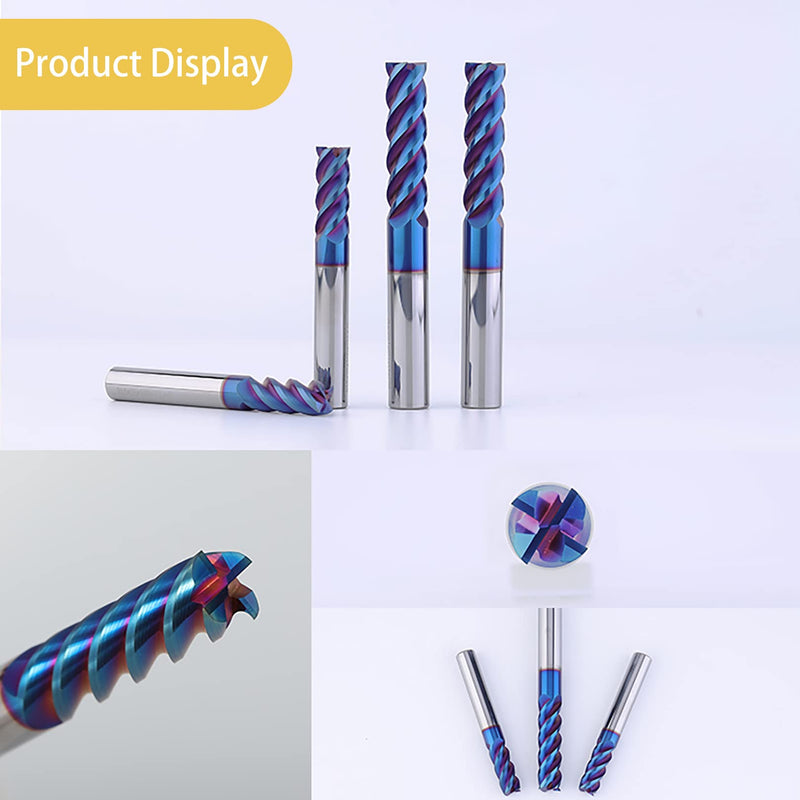 [Australia - AusPower] - 5PCS 3/16" Solid Carbide Square Nose End Mills Set 65HRC Tungsten Steel Milling Cutter 4 Flute CNC Milling Bits for Stainless Steel Hardness Steel 3/16 in 5 