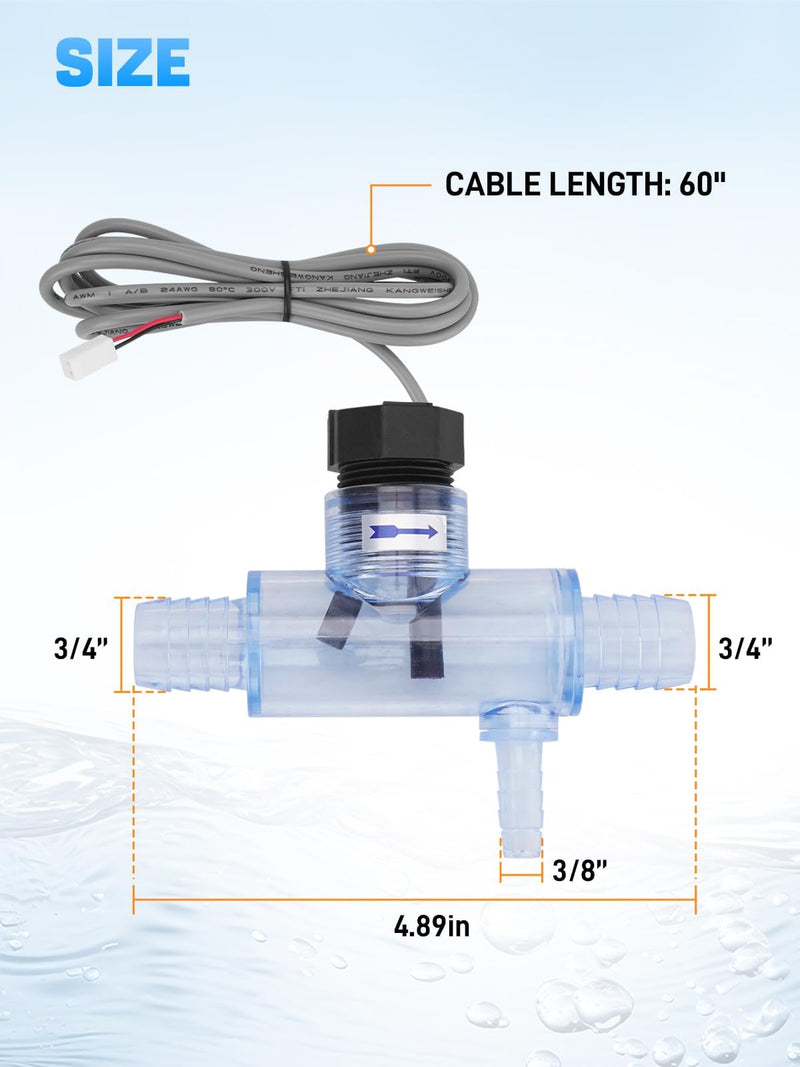 [Australia - AusPower] - 2560-040 Pool Flow Switch with Tee & Cable Compatible with Sundance Spas, Jacuzzi Hot Tub and Sweetwater Spas, Flow Sensor Replace# Q-12DS-C2 