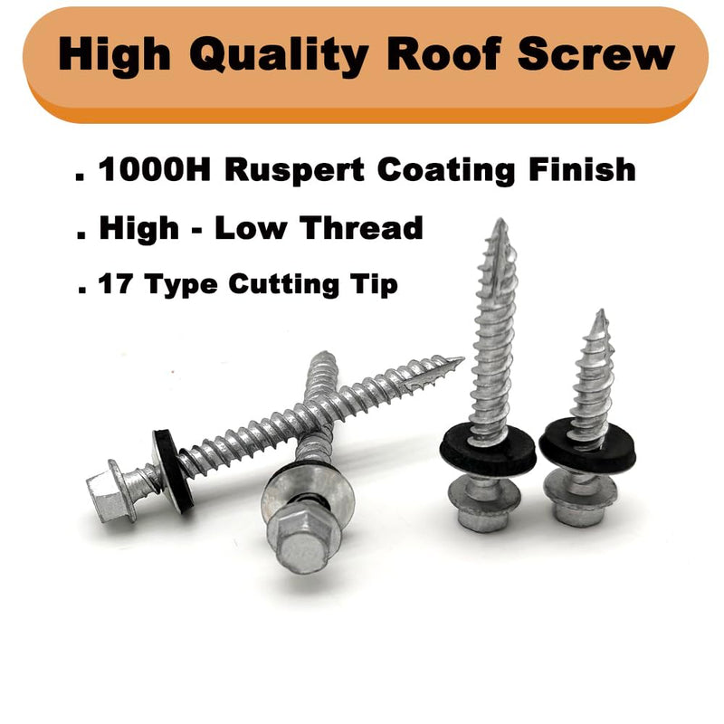 [Australia - AusPower] - Metal Roof Screws #10 x 1 inch, 100 Pack with Magnetic Hex Bit, Anti-Corrosion Coating #10X1" 