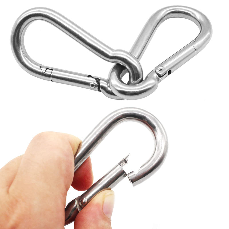 [Australia - AusPower] - Benvo 2 Pcs Carabiner Clips Spring-Snap Hook M8 3.1 Inch Quick Link 304 Steel Heavy Duty Big Spring Buckle Rope Connectors for Backpack, Hammock, Camping and Swing, Outdoor Equipments (500LB Capacity) M8-Pack of 2 