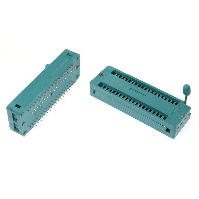 [Australia - AusPower] - 2pcs 40 Pin ZIF Dip Tester IC Test Socket Universal Integrated Circuit IC Socket, Green 