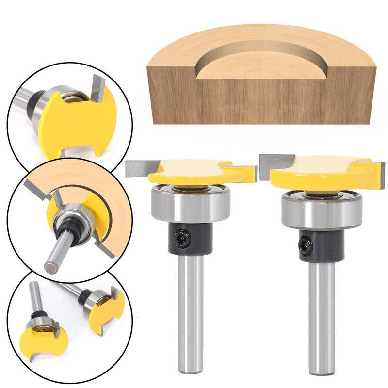 Set of 2 6 mm Shank Biscuit Wood Cutter with Bearing, Groove Cutter Tongue Shaft and Groove Milling Cutter Set T-Shape Cutter Made of Wood for Woodwork Carpenters