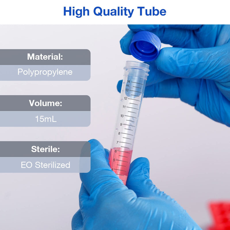[Australia - AusPower] - SimPure Centrifuge Tubes 15mL, Conical Tubes Sterile 50 PCS, Polypropylene, Leak-Proof Screw Caps, Plastic Container with Graduated and Write Marks, Non-pyrogenic, DNase/RNase Free, Human DNA-Free 15mL-50Pcs 