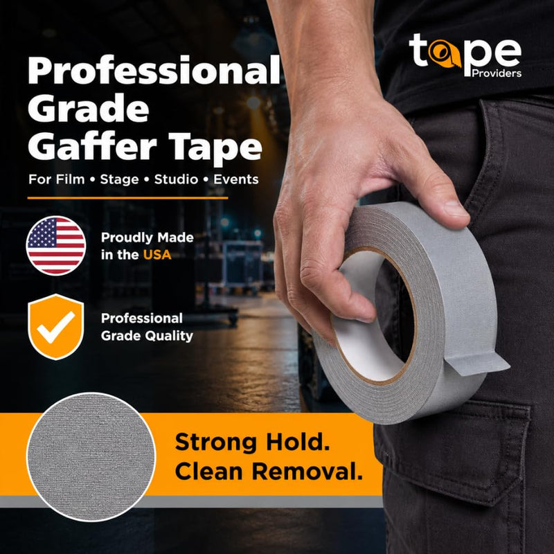 WOD Professional Grade Black Gaffer Tape - Made in USA - 1/2 in. x 50 yds. No Sticky Residue, Cables, Non Reflective, Hand Tearable, Photography, Filming Backdrop, Production 1/2 inch