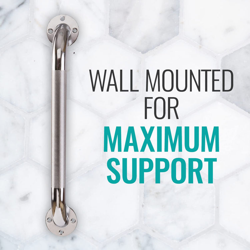 DMI Textured Grab Bars, Handicapped Grab Bars for Bathroom, Shower Rails, Grab Bar for Handicap and Elderly, Perfect for Bathroom Safety, Rust-Resistant Steel, 18", Silver, FSA & HSA Eligible 18 Inch