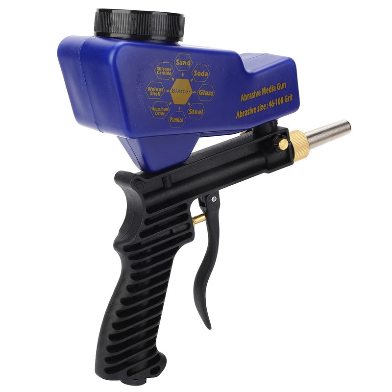 [Australia - AusPower] - Handheld Sandblaster, 70-150 PSI 6000RPM Portable Gravity Feed Sandblaster Gun Air Sandblasting Machine Sandblasting Machine Sandblasting Gun Tool Kit with Air Pipe Plug Blue 