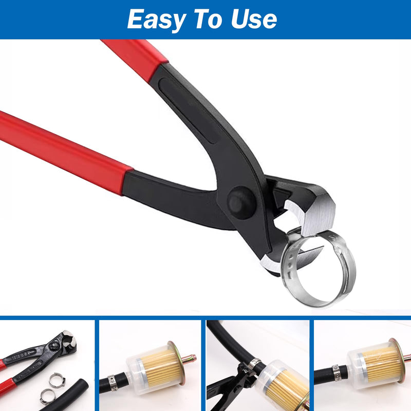 [Australia - AusPower] - Ear Clamp Pliers 9 Inch Hose Clamp Crimping Tool Carbon Steel Pinch Clamp Pliers Install Remove Clamp Nail Puller Tool for repairing pipes, fuel lines 