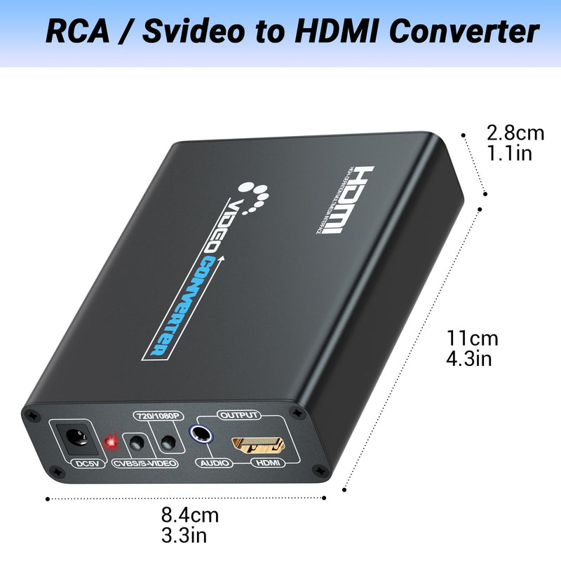 [Australia - AusPower] - RCA Svideo to HDMI Converter, RCA and Svideo Cables Included, Mezcenoy Svideo Composite AV RCA to HDMI Converter for PS1/PS2/Wii/NGC/DVD/VHS/VCR 