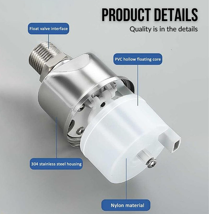 [Australia - AusPower] - Automatic Water Float Valve, 1/2 to 3/4 Inch Connection Types, Stainless Steel 304 Fully Automatic Water Shut off Float Valve for Water Tank, Pool, Livestock Trough (2 Pack) 