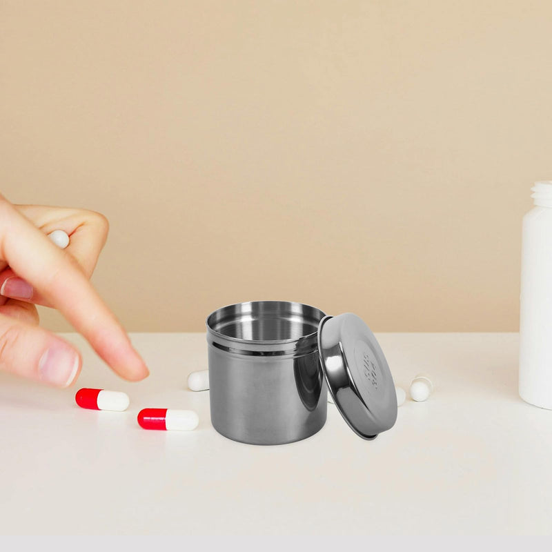 [Australia - AusPower] - 2Pcs Stainless Steel Jars Iodine Gauze Holder Iodophor Jars Stainless Steel Canisters for Hospital Home Kitchen Silver 