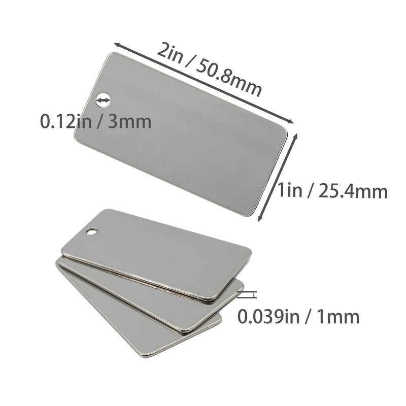 StayMax 50 Pack Engraving Blanks Stamping Blanks Stainless Steel Rectangle Blank Tags 1 Inch x 2 Inch