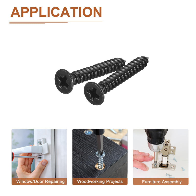DTGN 1000Pcs #4x3/4 Flat Head Wood Screws, 304 Stainless Steel Phillips Self Tapping Screws - Good for Woodworking, Furniture - Black #4x3/4" 1000