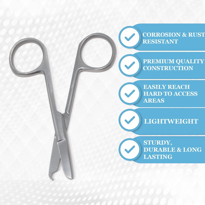 [Australia - AusPower] - Premium Quality Suture Stitch Scissors with Crescent Delicate Hook- Perfect for Suture Removal, First Aid, EMS Training and More Premium Quality Instrument- Stainless Steel (3.5 Inch Straight) 3.5 Inch Straight 