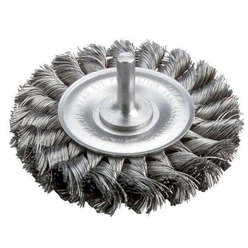 Weiler 17681 3-1/4" Stem-Mounted Knot Wire Wheel, .014" Steel Fill, 1/4" Stem, Made in the USA 0.014" Wire Size Pack of 1