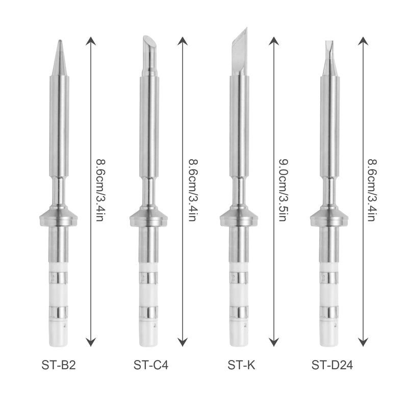 FEITA Mini Pencil Soldering Iron Tips Replacement for Pinecil Micro Soldering Iron, PTS200/TS100 Portable Solder Pen Tool Soldering Accessories (ST-B2/C4/K/D24 4Pcs) Wide Joint 4Pcs