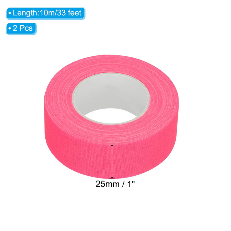 PATIKIL 1 Inch x 33 Feet Neon Gaffer Cloth Tape, 2 Roll Fluorescent Adhesive Tape Black Light Glow Tape for Stage Party Play Grid DIY Art Crafts, Pink