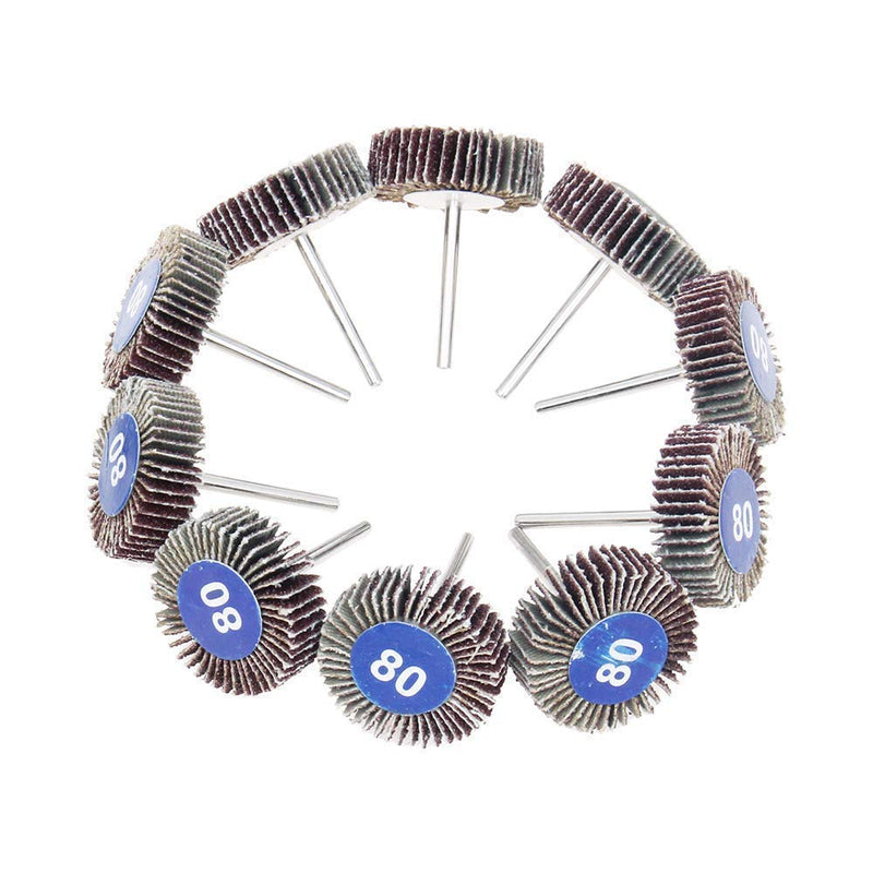 [Australia - AusPower] - AUTOTOOLHOME 10 Pack Abrasive Flap Wheel Sander 80 Grit 1/8 inch Shank for Drill Grinding Polishing Sanding Wheels Rotary Tool 