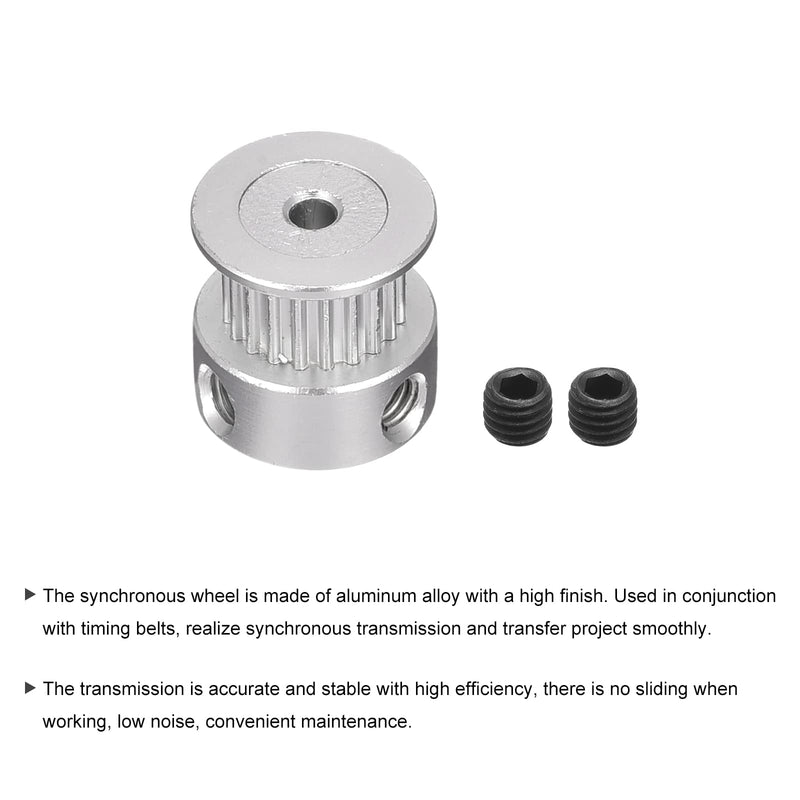 [Australia - AusPower] - MECCANIXITY 20 Teeth 3mm Bore Timing Pulley, Aluminium Synchronous Wheel Silver for 3D Printer Belt, CNC Machine, Pack of 5 Silver Tone 