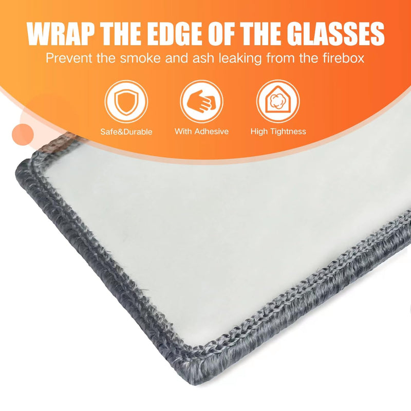 Protalwell Self Adhesive Stove Window Glass Gasket Tape, 1" Width 216" Length, Flat Stove Door Glass Seal, Self Stick Flat Gasket Tape for Woodstove and Fireplace Window