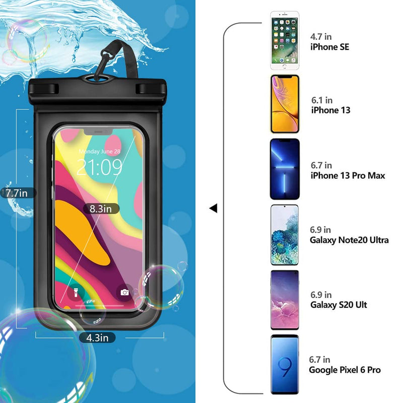 [Australia - AusPower] - 6 pcs Waterproof Phone Pouch Universal Phone Waterproof Case Compatible for iPhone 11 13 12 Max Pro XS Samsung Galaxy s22 s10 Up to 6.9", IPX8 Plastic Cell Phone Dry Bags multi color 1 