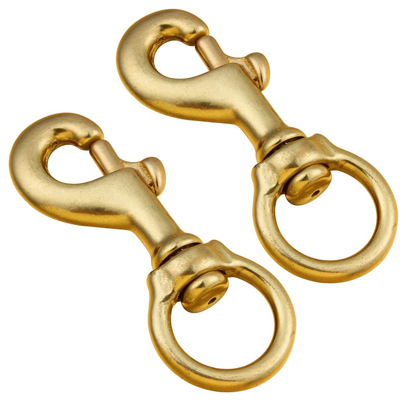 [Australia - AusPower] - 3-1/4 Inch Heavy Duty Solid Brass Swivel Bolt Snap Hooks 7/8 Inch Swivel Eye Single Ended Scuba Diving Clips Keychain Holder for Dog Collar, Pet Leash, Flag Halyard and More (4 Pieces) 