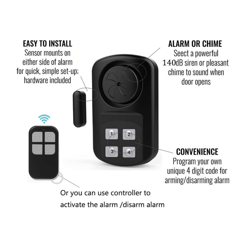 HENDUN Pool Gate Alarm Outdoor Wireless with Remote, 140db Loud, Waterproof Door Alarm Sensor, Kids Safety, Weatherproof Garage Fence Entry Chime (2 Pack) 2 pack