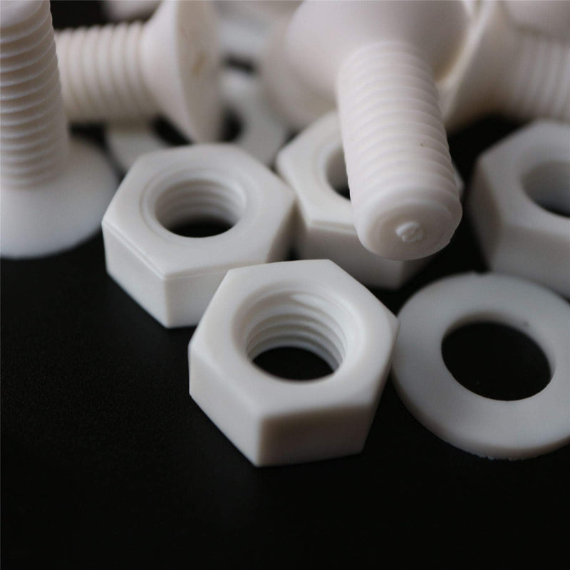 [Australia - AusPower] - 20 x White Countersunk Screws Polypropylene (PP) Plastic Nuts and Bolts, Washers, M8 x 20mm, Anti-Corrosion, Chemical Resistant, (5/16 x 25/32 in) 