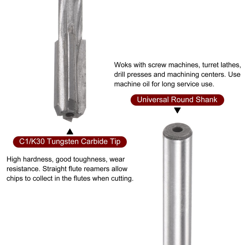 [Australia - AusPower] - sourcing map Clamping Reamer 5.6 mm H7 C1/K30 Carbide Tip Precision Straight Flutes Round Shank Lathe Machine Cutter 5.6mm 