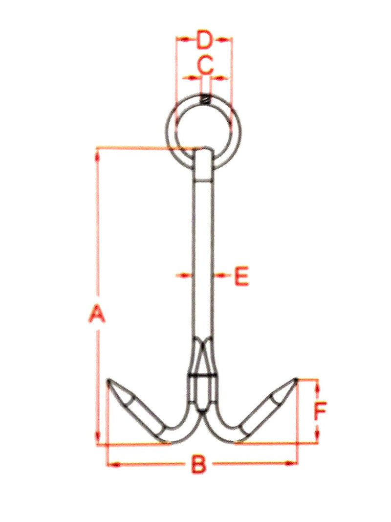 US Stainless Stainless Steel 316 Hook Anchor 9.5" (240mm) Marine Grade Grapple Grappling Hook