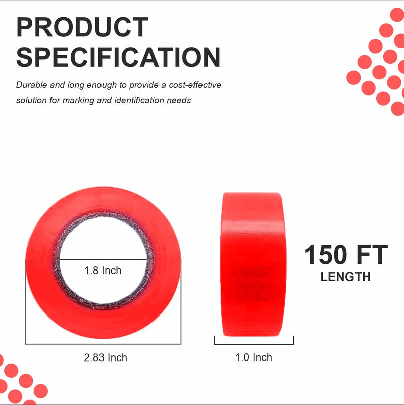 SINGHAL 5 Pack Red Flagging Tape, 1" x 750 ft Length – Highly Visible Survey Tape for Marking & Barricading | Non-Adhesive Trail & Tree Marking Tape