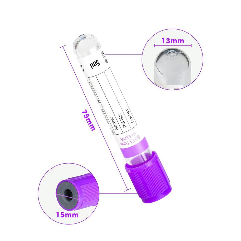 [Australia - AusPower] - Vacutainer Blood Collection Tubes 5ml Lab Vacuum EDTA K2 Tube for Pet Animals Veterinary Lab Supplies 100 Pcs Wrap Packaging K₂ EDTA Tube 