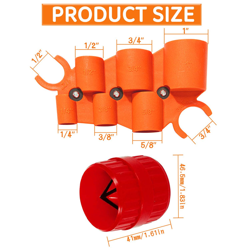 [Australia - AusPower] - 1/4'' - 1'' Depth Gauge and Pipe Deburring Tool Kit, 1/8'' to 1-5/8'' Inner Outer Reamer Pipe Tubing Chamfer Tool for PVC, PPR, CPVC, Brass, Aluminum Pipe 