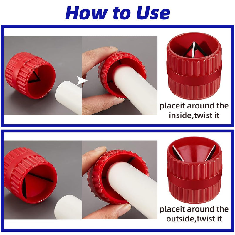 [Australia - AusPower] - Deburring Plastic Copper Tube, Universal 2-in-1 Pipe Deburring Tool for Chamfering and Grinding Indoor and Outdoor Use, 5-38 mm, Plastic Body, Copper Pipes, Red 