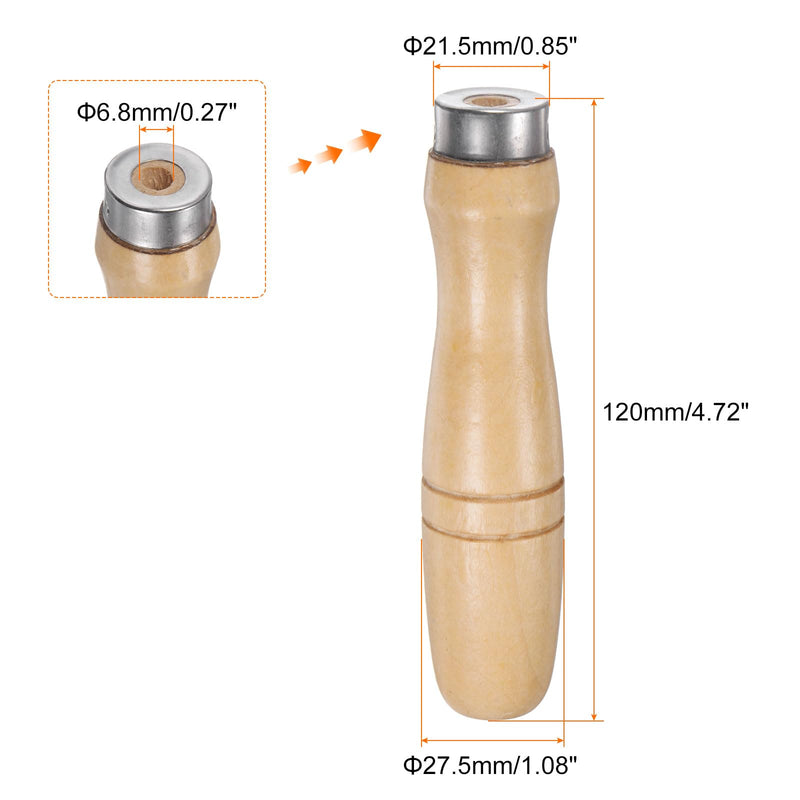 [Australia - AusPower] - QUARKZMAN Pack of 3 Wooden File Handle 4.72 Inch 6.8 mm Round Hole Ergonomic Handles with Metal Collar for 10 Inch Metal Files 10" 