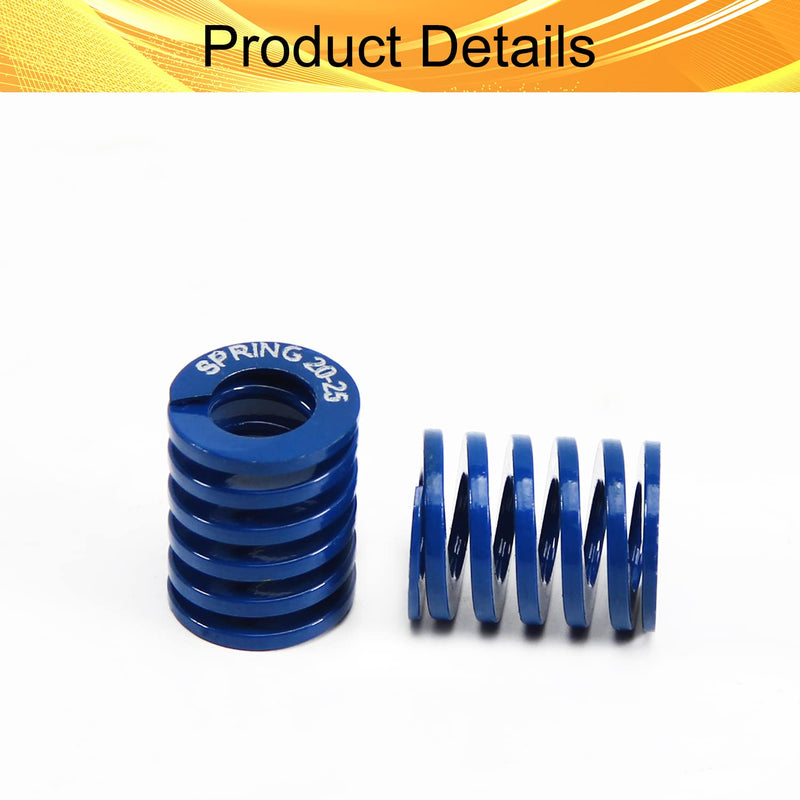 Heyiarbeit 20mm OD 10mm ID 25mm Long Spring Steel Spiral Stamping Light Load Compression Mould Die Spring for 3D Printer Blue 2Pcs TL-20-10-25 2