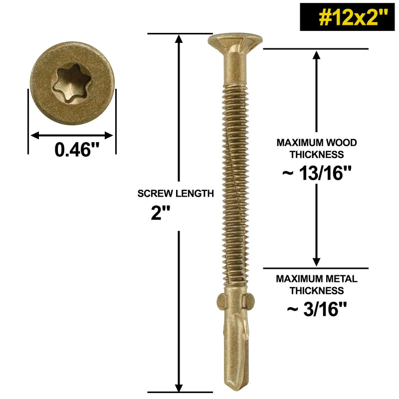 [Australia - AusPower] - #12 x 2" Trailer Deck Screws, Self-Drilling Screws for Metal, 79Pcs T25 Star Bits Reamer Tek Screws for Trailers, for Attaching Wood to Steel or Aluminum #12 x 2in 79Pcs 