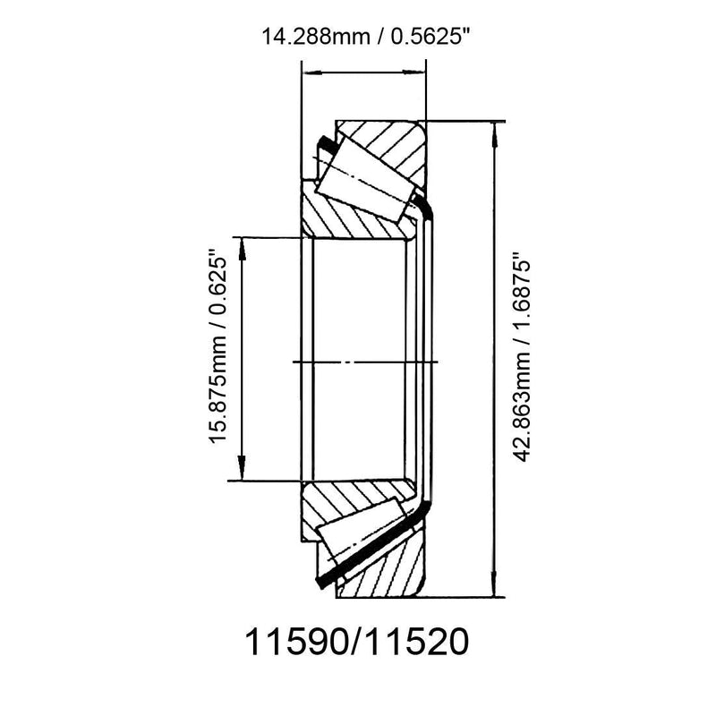 [Australia - AusPower] - uxcell 11590/11520 Tapered Roller Bearing Cone and Cup Set 0.625" Bore 1.6875" O.D. 0.5625" Width 2pcs 