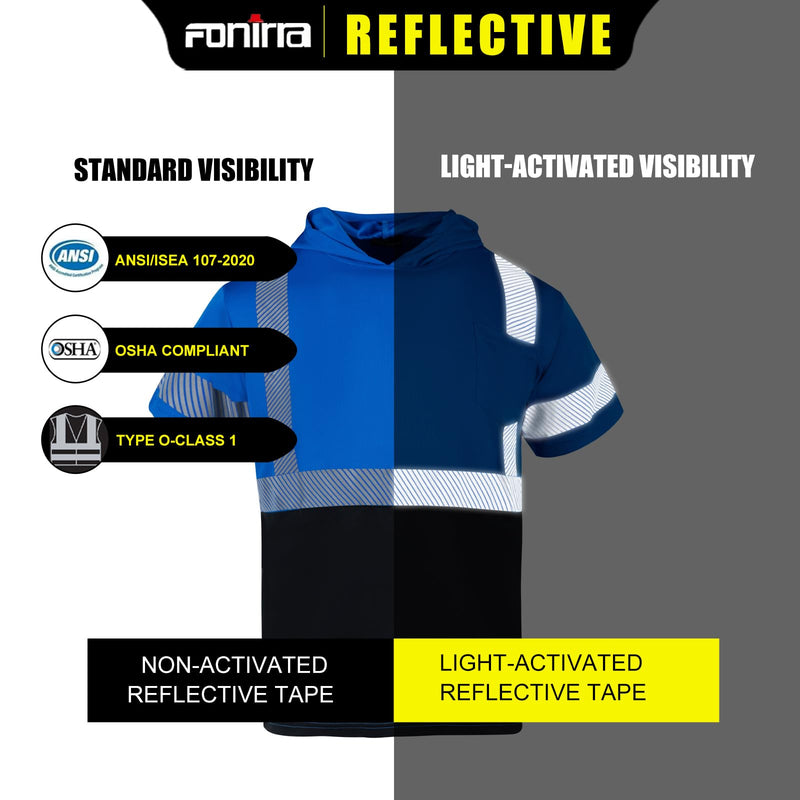 FONIRRA 3 Pack Hi Vis Shirts for Men Safety Reflective Short Sleeve Construction Work T Shirt with Hood ANSI Class 3 Small Set 2
