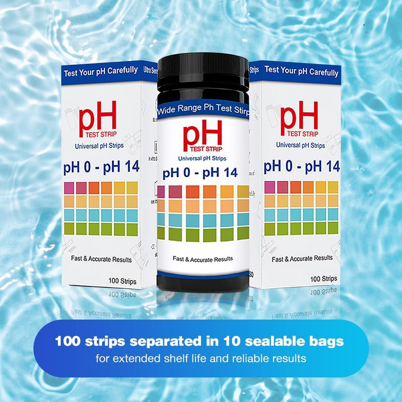 [Australia - AusPower] - pH Test Strips Kit, Universal Application (pH 0-14), Sensitive Test pH for Saliva and Urine, Pack of 100 