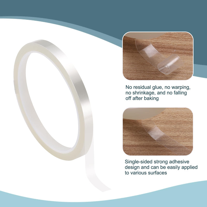 HARFINGTON 2 Rolls High Temperature Masking Tape 1/4" x108ft(6mmx33m) 0.05mm Thick PET Film Silicone Adhesive Heat Resistant Tapes for Heat Press Anodizing Circuit Board, Transparent 1/4"x108ft
